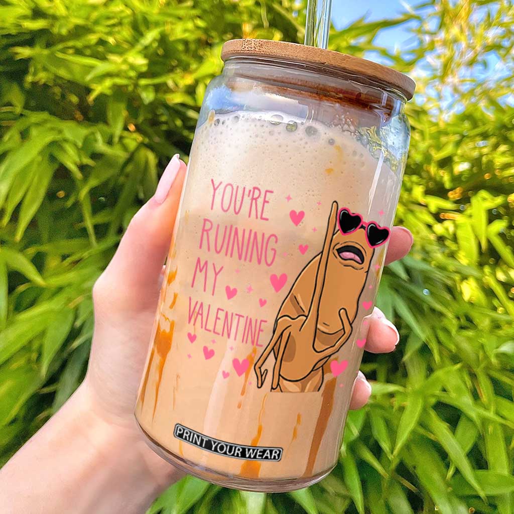 Marcus The Worm Meme Glass Can Funny Anti Valentines Day TS14 White Print Your Wear