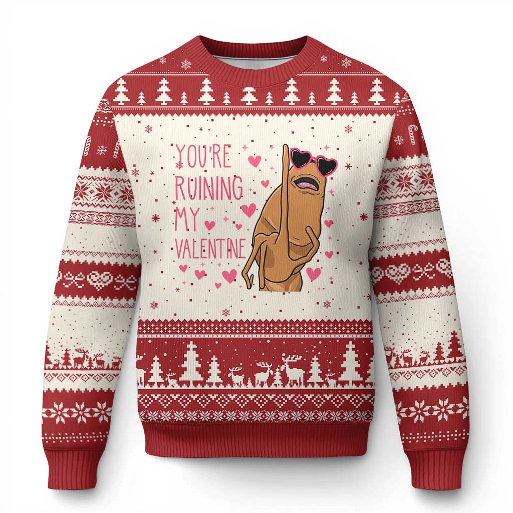 Marcus The Worm Meme Ugly Christmas Sweater Funny Anti Valentines Day TS14 Beige Red Print Your Wear