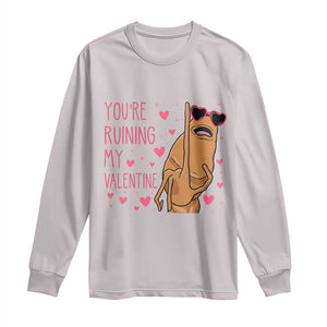 Marcus The Worm Meme Long Sleeve Shirt Funny Anti Valentines Day TS14 Ice Gray Print Your Wear