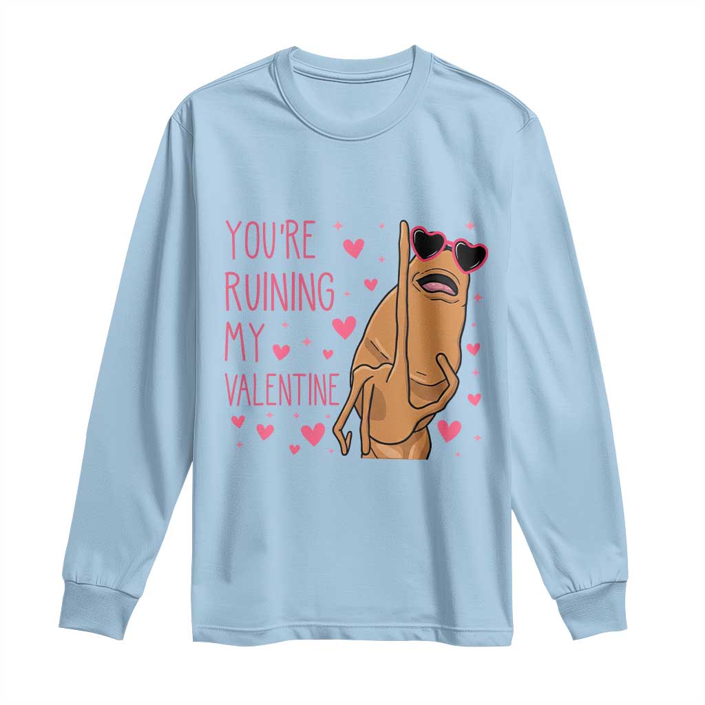 Marcus The Worm Meme Long Sleeve Shirt Funny Anti Valentines Day TS14 Light Blue Print Your Wear
