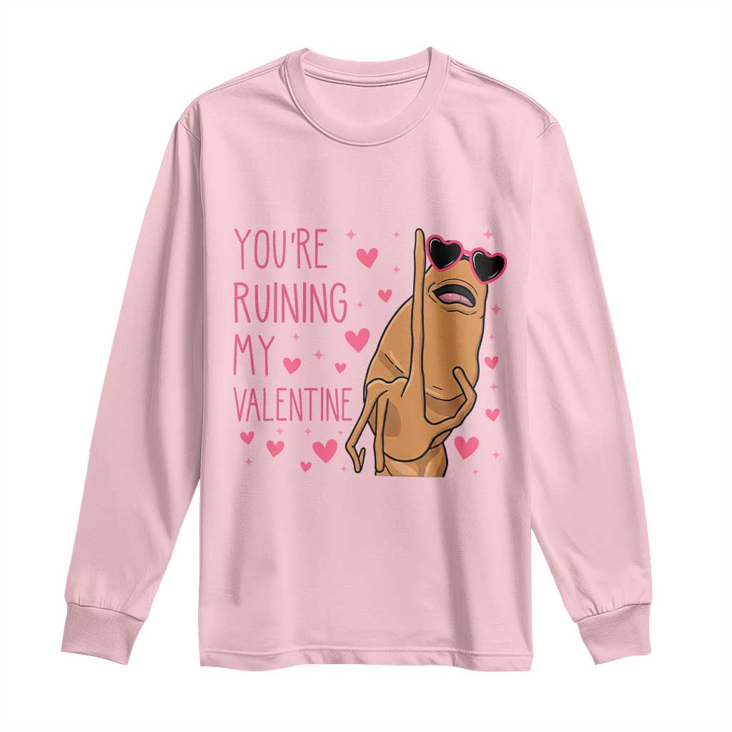 Marcus The Worm Meme Long Sleeve Shirt Funny Anti Valentines Day TS14 Light Pink Print Your Wear