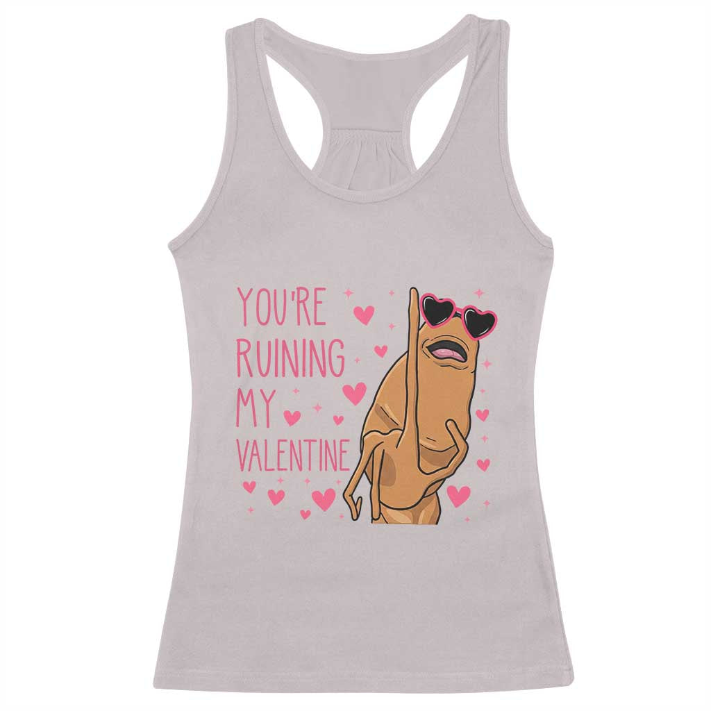 Marcus The Worm Meme Racerback Tank Top Funny Anti Valentines Day TS14 Ice Gray Print Your Wear