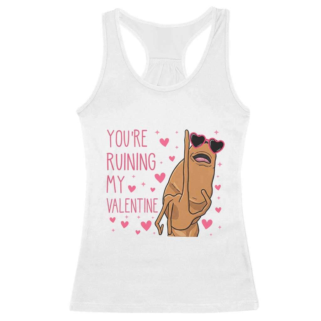 Marcus The Worm Meme Racerback Tank Top Funny Anti Valentines Day TS14 White Print Your Wear