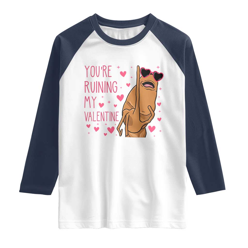 Marcus The Worm Meme Raglan Shirt Funny Anti Valentines Day TS14 White Navy Print Your Wear