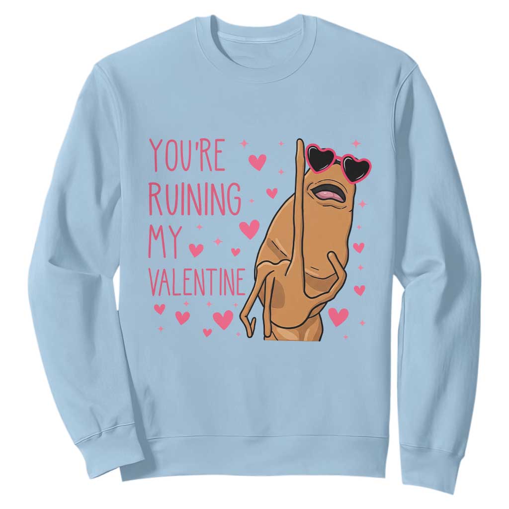 Marcus The Worm Meme Sweatshirt Funny Anti Valentines Day TS14 Light Blue Print Your Wear