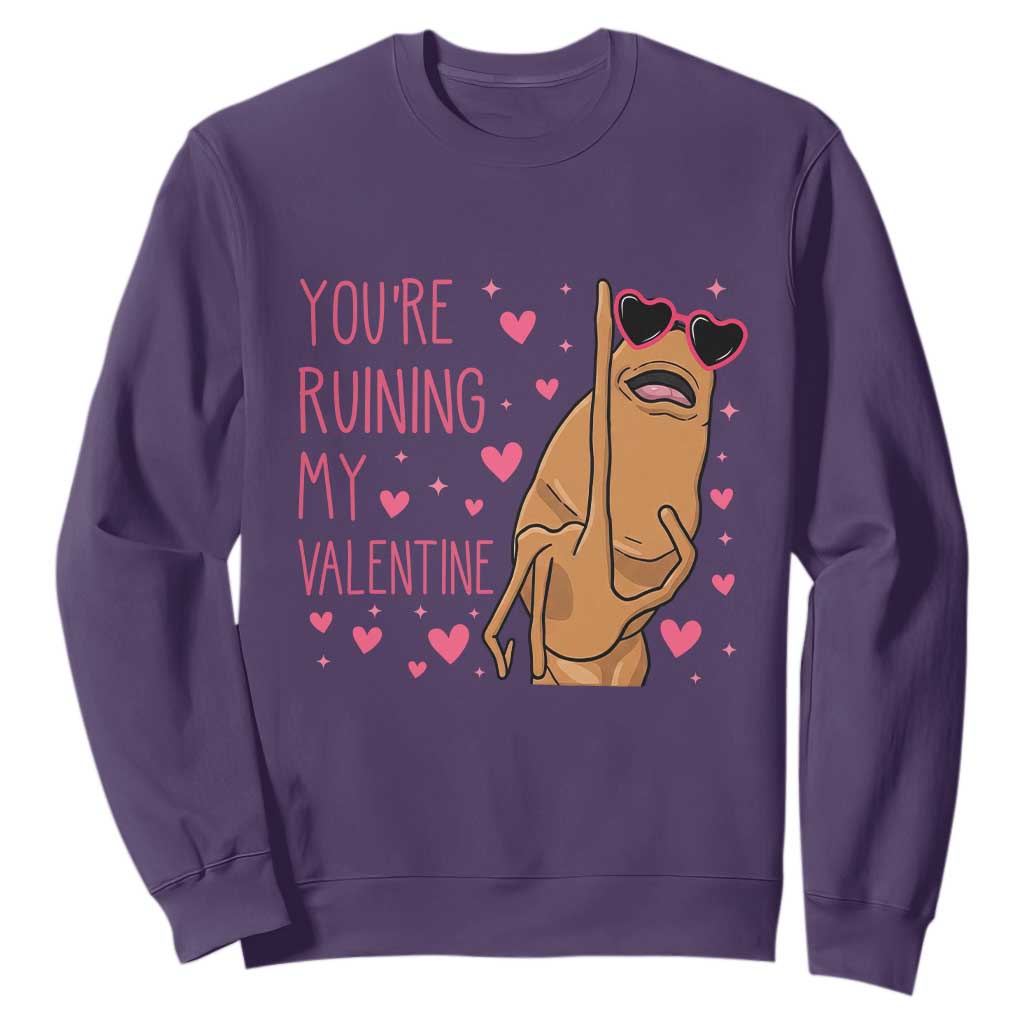 Marcus The Worm Meme Sweatshirt Funny Anti Valentines Day TS14 Purple Print Your Wear