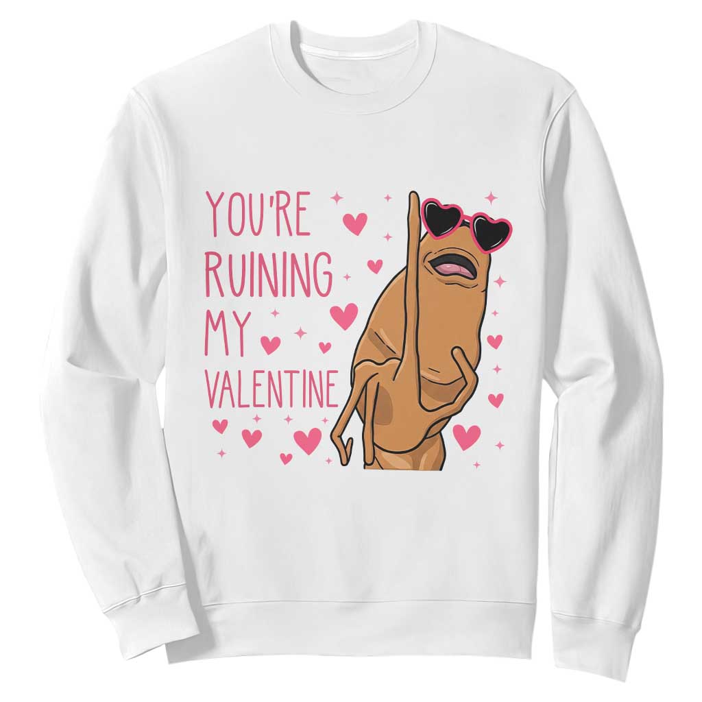Marcus The Worm Meme Sweatshirt Funny Anti Valentines Day TS14 White Print Your Wear