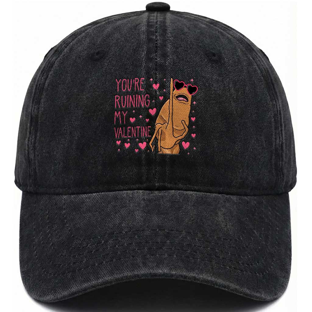 Marcus The Worm Meme Washed Cotton Baseball Cap Funny Anti Valentines Day TS14 Washed Cap Universal Fit Black Print Your Wear