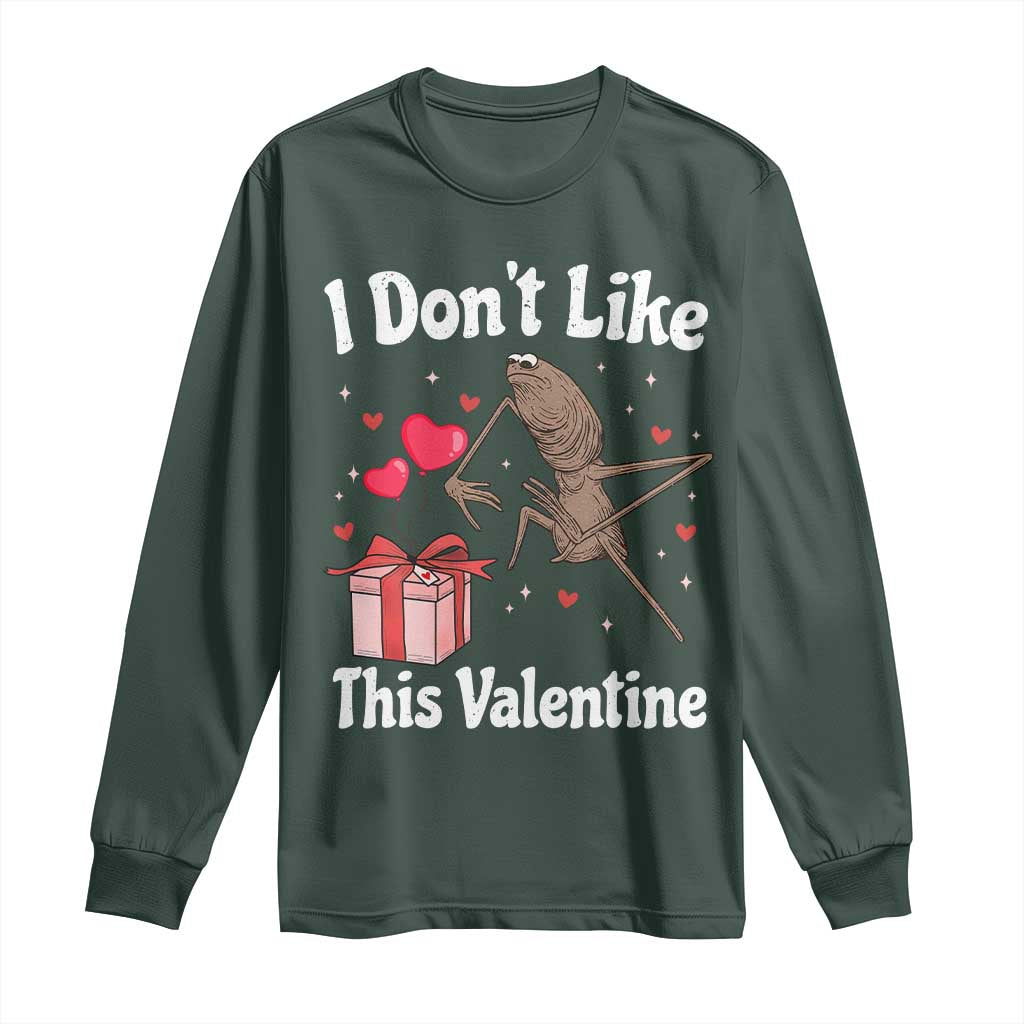 Marcus The Worm Meme Long Sleeve Shirt Funny Anti Valentines Day Sarcastic TS14 Dark Forest Green Print Your Wear