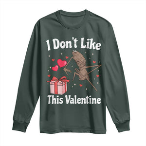 Marcus The Worm Meme Long Sleeve Shirt Funny Anti Valentines Day Sarcastic TS14 Dark Forest Green Print Your Wear