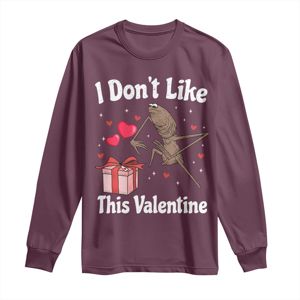 Marcus The Worm Meme Long Sleeve Shirt Funny Anti Valentines Day Sarcastic TS14 Maroon Print Your Wear
