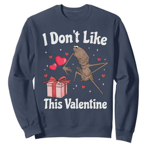Marcus The Worm Meme Sweatshirt Funny Anti Valentines Day Sarcastic TS14 Navy Print Your Wear