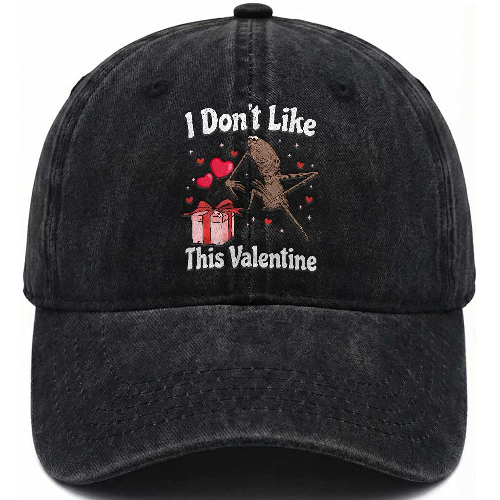 Marcus The Worm Meme Washed Cotton Baseball Cap Funny Anti Valentines Day Sarcastic TS14 Washed Cap Universal Fit Black Print Your Wear