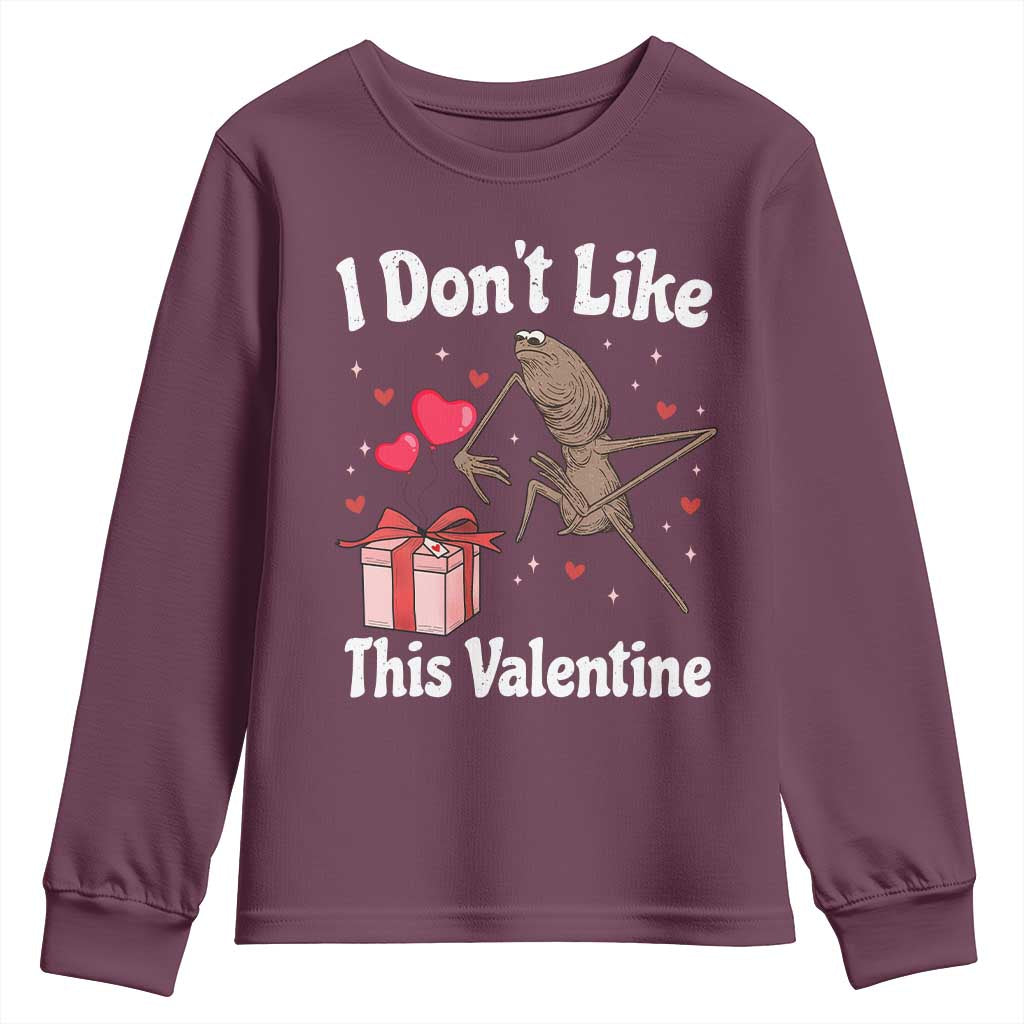Marcus The Worm Meme Youth Sweatshirt Funny Anti Valentines Day Sarcastic TS14 Maroon Print Your Wear