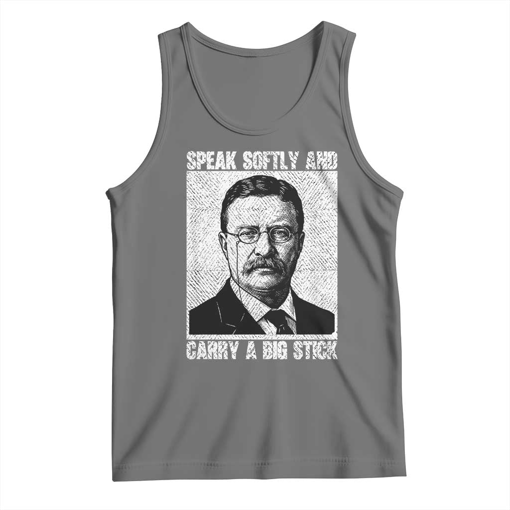 Theodore Roosevelt Quote Tank Top Speak Softly and Carry A Big Stick TS14 Black Heather Print Your Wear
