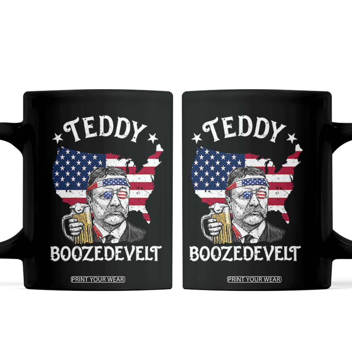 Teddy Boozedevelt Theodore Roosevelt Coffee Mug 4th Of July American Flag TS14 Black Print Your Wear