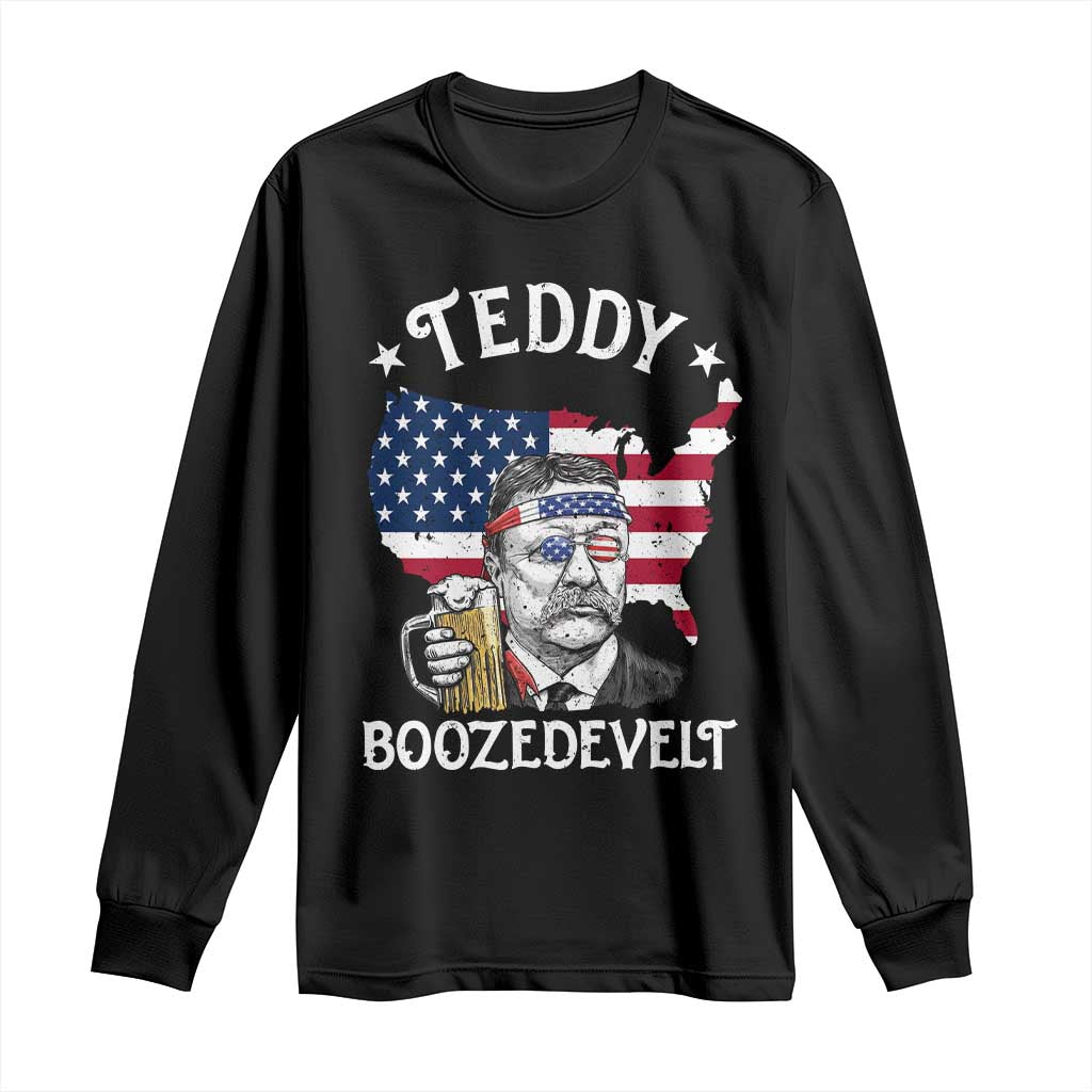 Teddy Boozedevelt Theodore Roosevelt Long Sleeve Shirt 4th Of July American Flag TS14 Black Print Your Wear