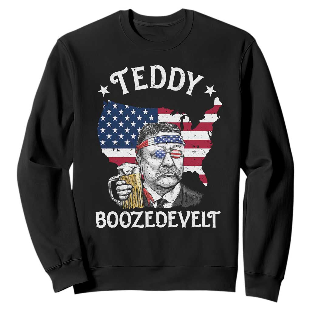 Teddy Boozedevelt Theodore Roosevelt Sweatshirt 4th Of July American Flag TS14 Black Print Your Wear