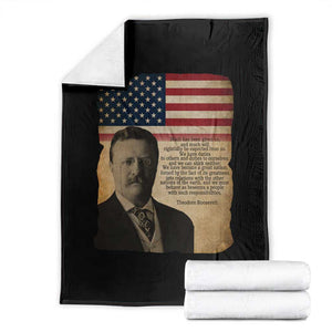 Theodore Roosevelt Quote Throw Blanket American President History TS14 Black Print Your Wear