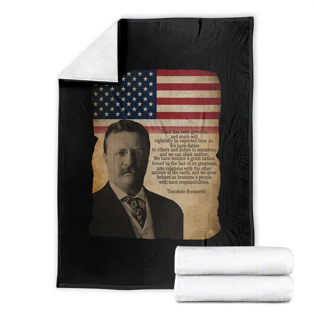 Theodore Roosevelt Quote Throw Blanket American President History TS14 Black Print Your Wear