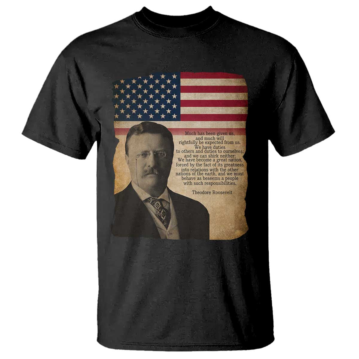 Theodore Roosevelt Quote T Shirt American President History TS14 Black Print Your Wear