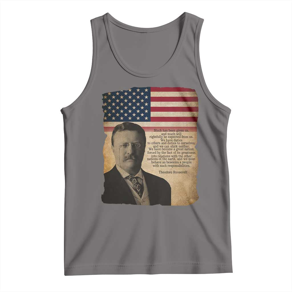 Theodore Roosevelt Quote Tank Top American President History TS14 Deep Heather Print Your Wear