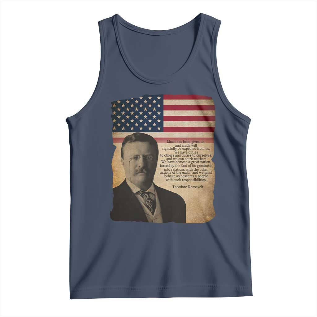 Theodore Roosevelt Quote Tank Top American President History TS14 Navy Print Your Wear
