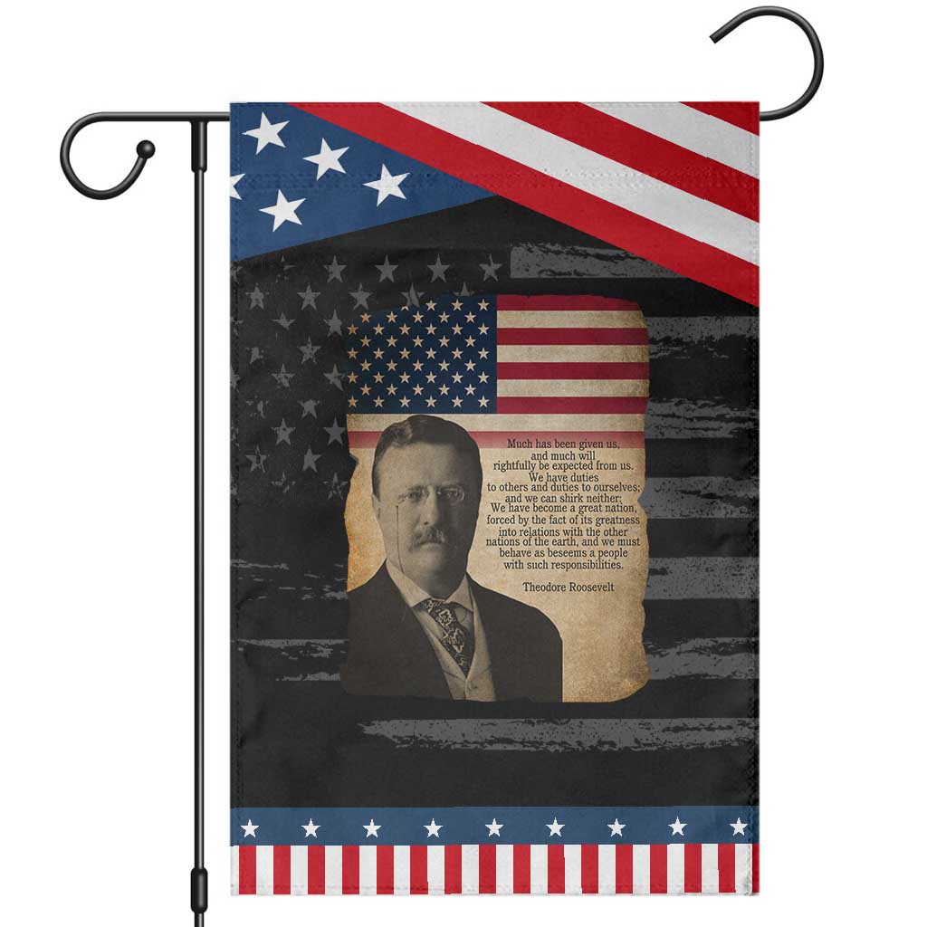 Theodore Roosevelt Quote Garden Flag American President History TS14 Distressed Black Blue Print Your Wear