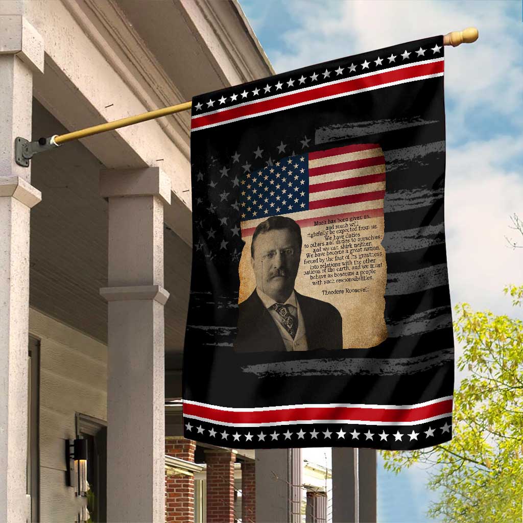 Theodore Roosevelt Quote Garden Flag American President History TS14 Distressed Black Red Print Your Wear