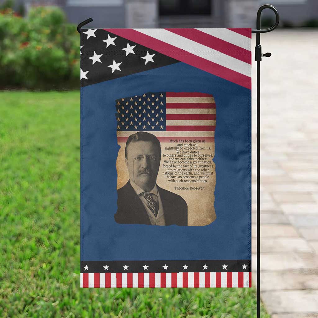 Theodore Roosevelt Quote Garden Flag American President History TS14 Classic Blue Black Print Your Wear