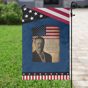 Theodore Roosevelt Quote Garden Flag American President History TS14 Classic Blue Black Print Your Wear