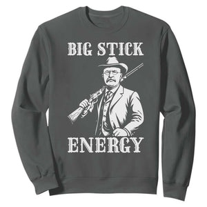 Funny Teddy Roosevelt Sweatshirt Big Stick Energy President TS14 Dark Heather Print Your Wear