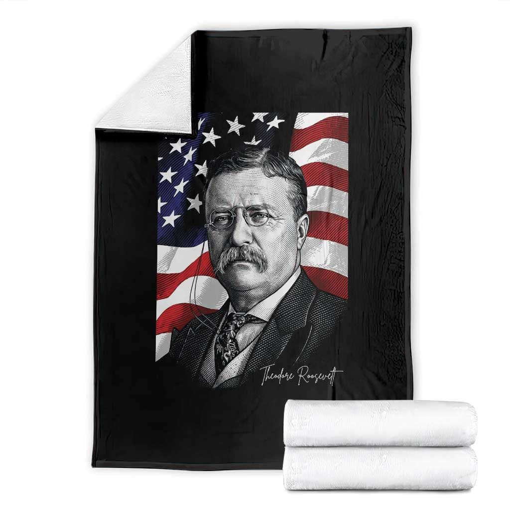 Theodore Roosevelt Patriotic American Flag President Throw Blanket TS14 Black Print Your Wear