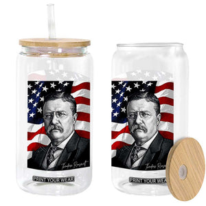 Theodore Roosevelt Patriotic American Flag President Glass Can TS14 Print Your Wear