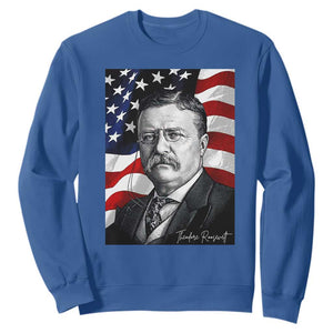 Theodore Roosevelt Patriotic American Flag President Sweatshirt TS14 Royal Blue Print Your Wear