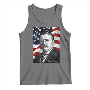 Theodore Roosevelt Patriotic American Flag President Tank Top TS14 Black Heather Print Your Wear