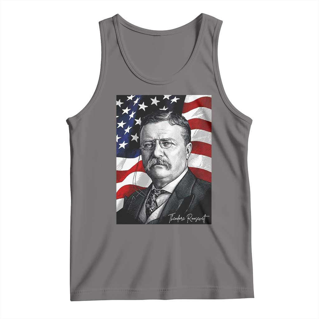 Theodore Roosevelt Patriotic American Flag President Tank Top TS14 Deep Heather Print Your Wear