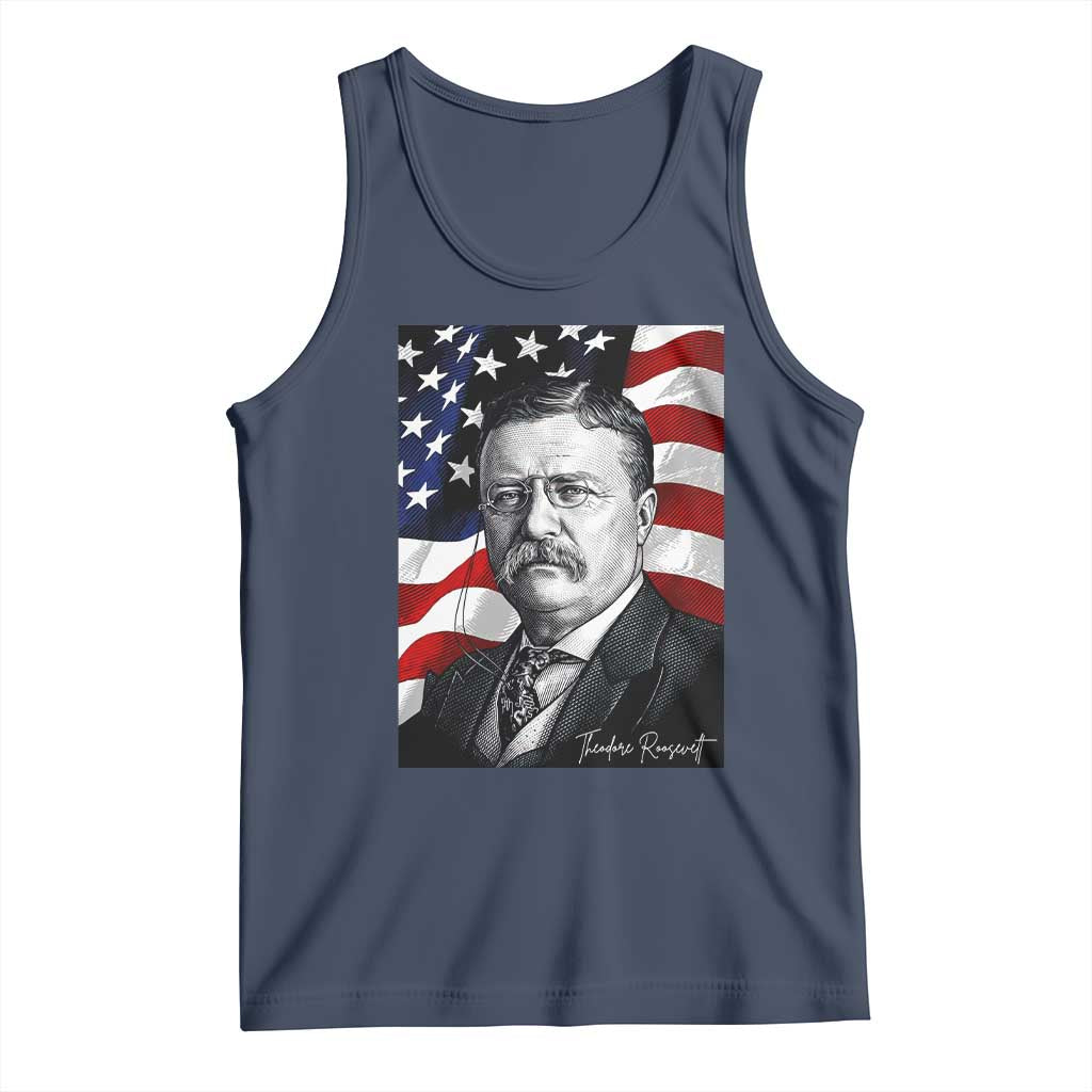 Theodore Roosevelt Patriotic American Flag President Tank Top TS14 Navy Print Your Wear