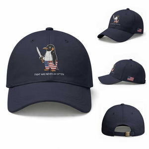 Flight was Never an Option Baseball Cap Funny Penguin Knife Sarcastic American Flag TS14 Baseball Cap Universal Fit Navy Print Your Wear