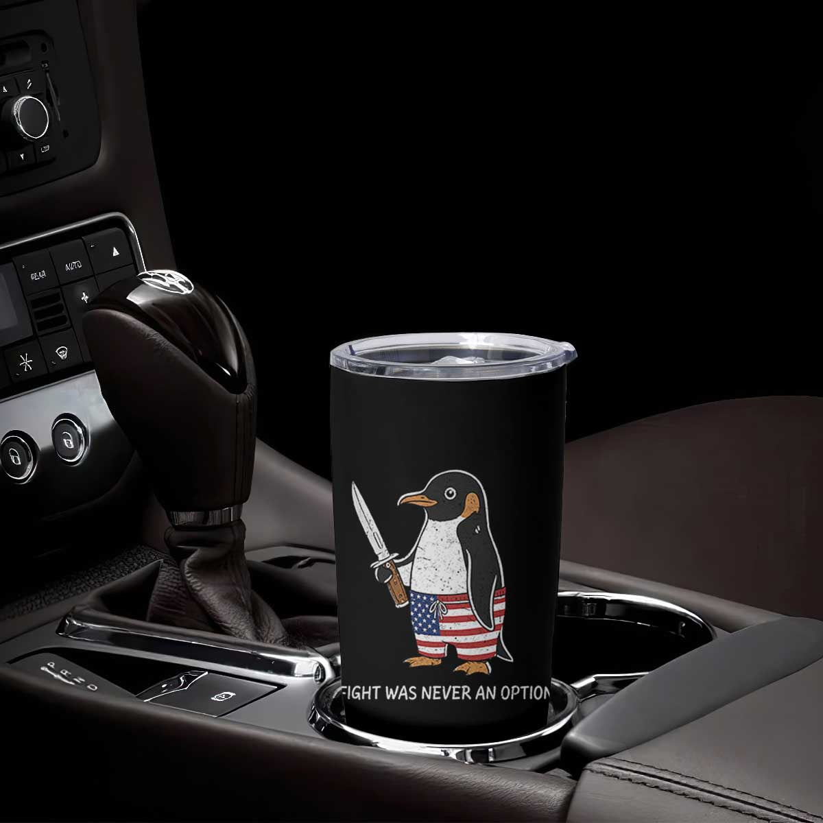 Flight was Never an Option Tumbler Cup Funny Penguin Knife Sarcastic American Flag TS14 Print Your Wear