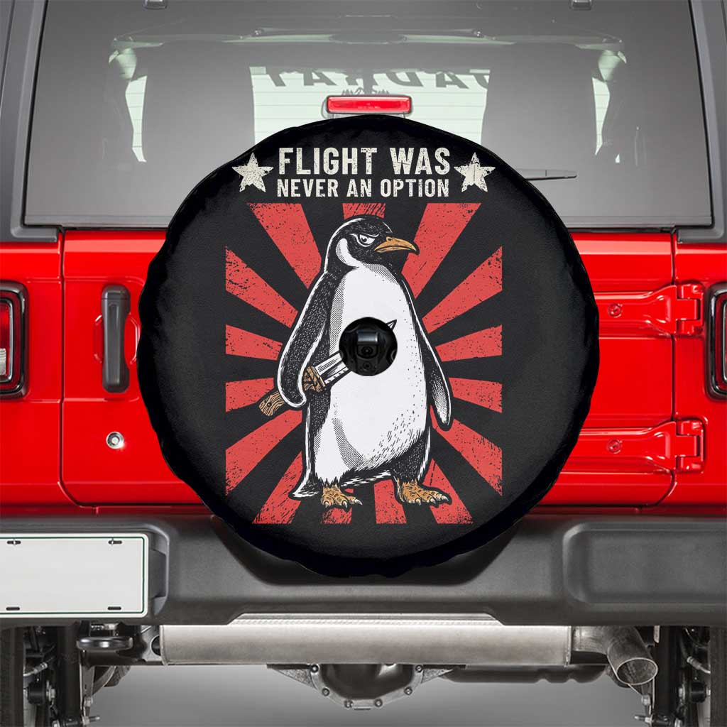 Flight was Never an Option Spare Tire Cover Funny Penguin Knife Sarcastic TS14 Black Print Your Wear