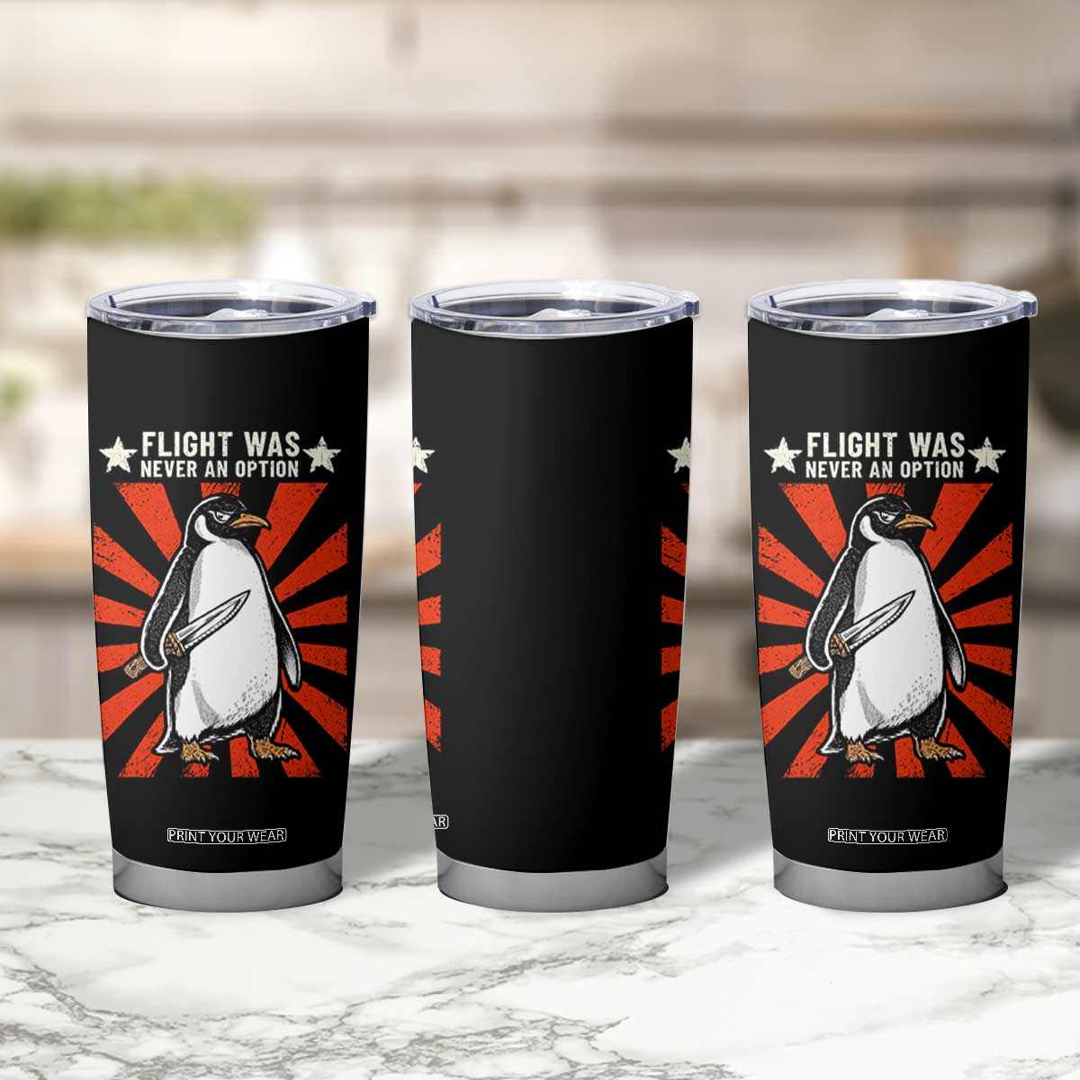 Flight was Never an Option Tumbler Cup Funny Penguin Knife Sarcastic TS14 Print Your Wear