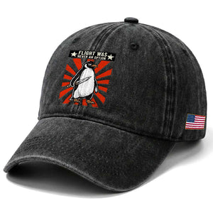 Flight was Never an Option Washed Cotton Baseball Cap Funny Penguin Knife Sarcastic TS14 Print Your Wear