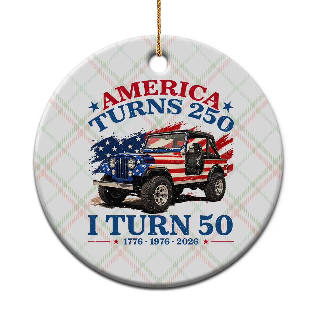 America Turns 250 I Turn 50 1976 50th Birthday Ceramic Ornament Compact Classic Off-road SUV TS14 1pc Christmas Plaid Print Your Wear