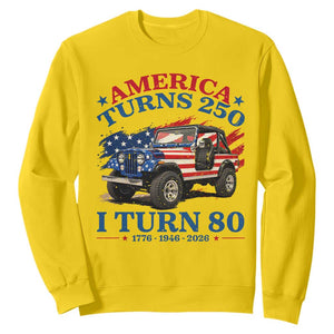America Turns 250 I Turn 80 1946 80th Birthday Sweatshirt Compact Classic Off-road SUV TS14 Daisy Print Your Wear