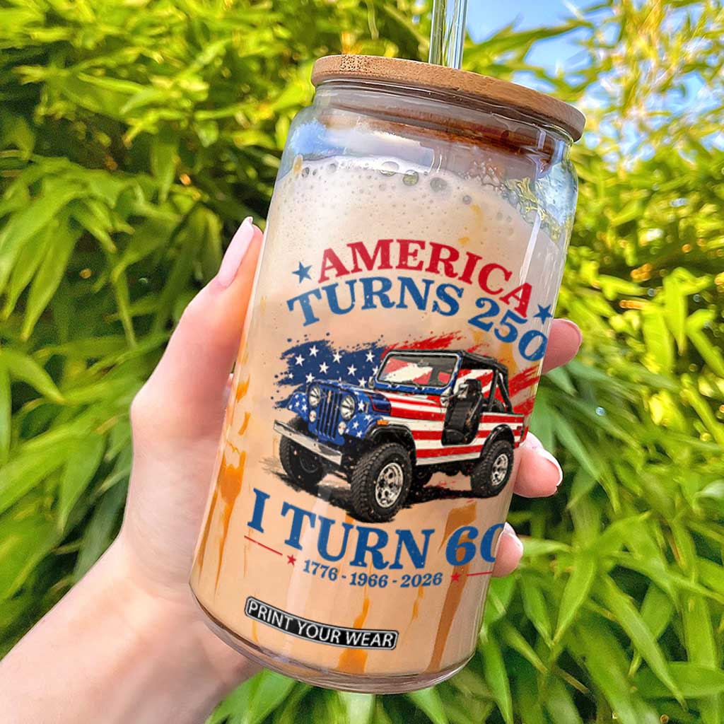 America Turns 250 I Turn 60 1966 60th Birthday Glass Can Compact Classic Off-road SUV TS14 White Print Your Wear