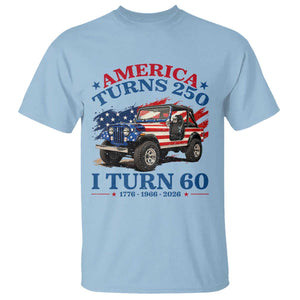 America Turns 250 I Turn 60 1966 60th Birthday T Shirt Compact Classic Off-road SUV TS14 Light Blue Print Your Wear