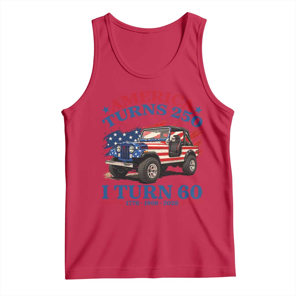 America Turns 250 I Turn 60 1966 60th Birthday Tank Top Compact Classic Off-road SUV TS14 Red Print Your Wear