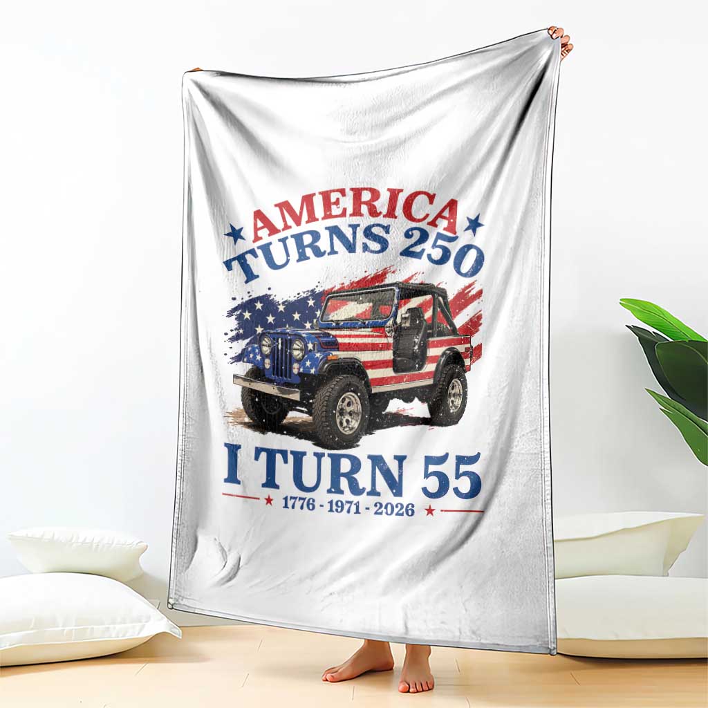 America Turns 250 I Turn 55 1971 55th Birthday Throw Blanket Compact Classic Off-road SUV TS14 Print Your Wear