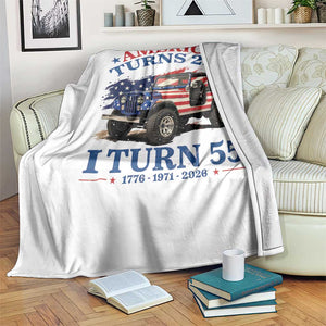 America Turns 250 I Turn 55 1971 55th Birthday Throw Blanket Compact Classic Off-road SUV TS14 Print Your Wear